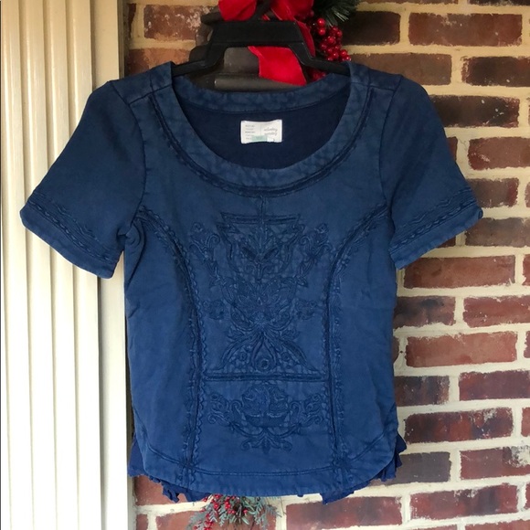 Anthropologie Tops - Anthropologie cozy blue top w/ stitch detail- Mint